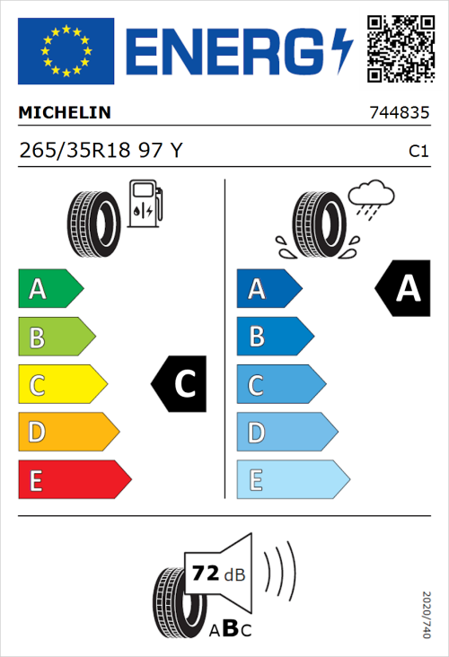 Tyre Label for Michelin Pilot Sport 5 265/35R18 97Y
