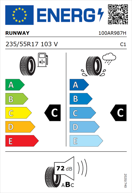 Tyre Label for Runway Enduro SUV 235/55R17 103V