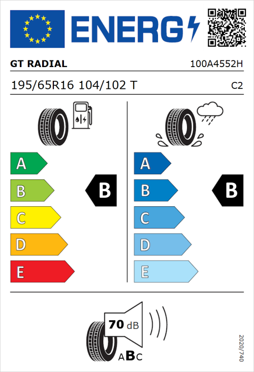 Tyre Label for GT Radial Maxmiler Pro 195/65R16 104/102T